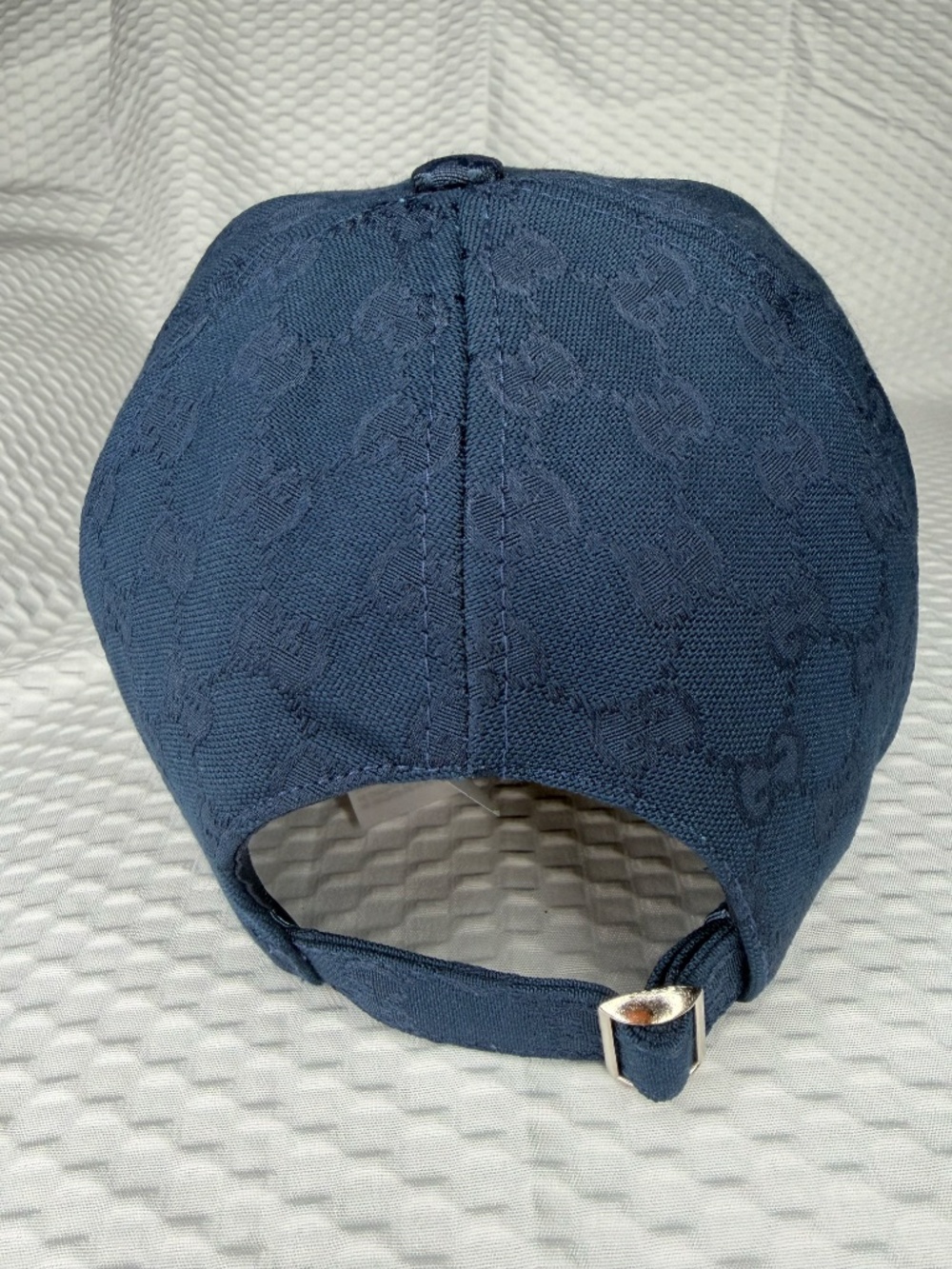 GUCCI GG MONOGRAM CANVAS BASEBALL CAP NAVY BLUE UNISEX AJUSTABLE M/L LUXURY HAT - Picture 4 of 9
